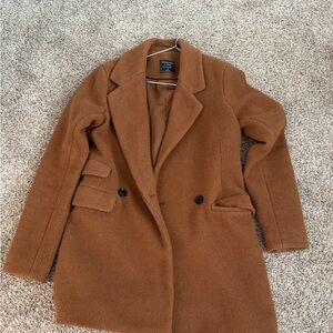 Abercrombie & Fitch Women's Camel Double-Breasted Pea Coat